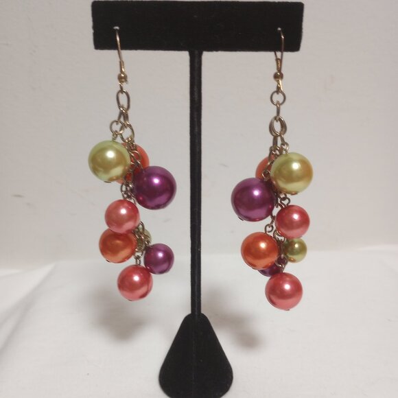 Jewelry - Bright Faux Pearl Bauble Drop Earrings